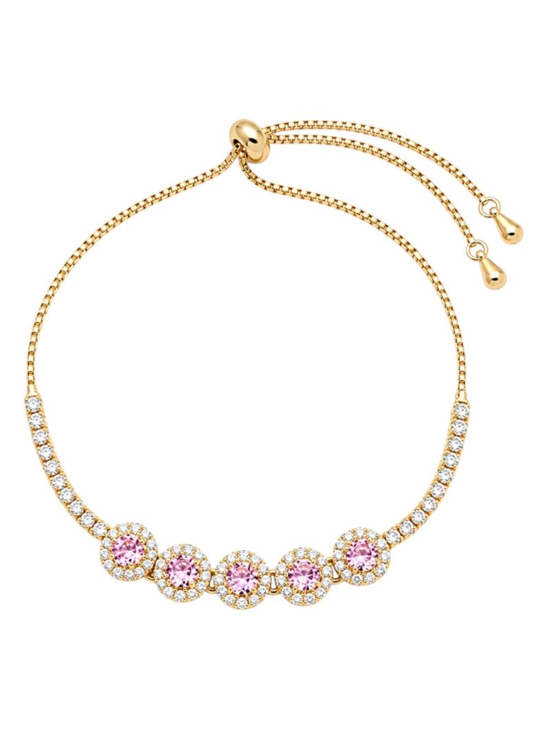 Pulseira Folheada a Ouro 18k e Prata Círculos Cravejados