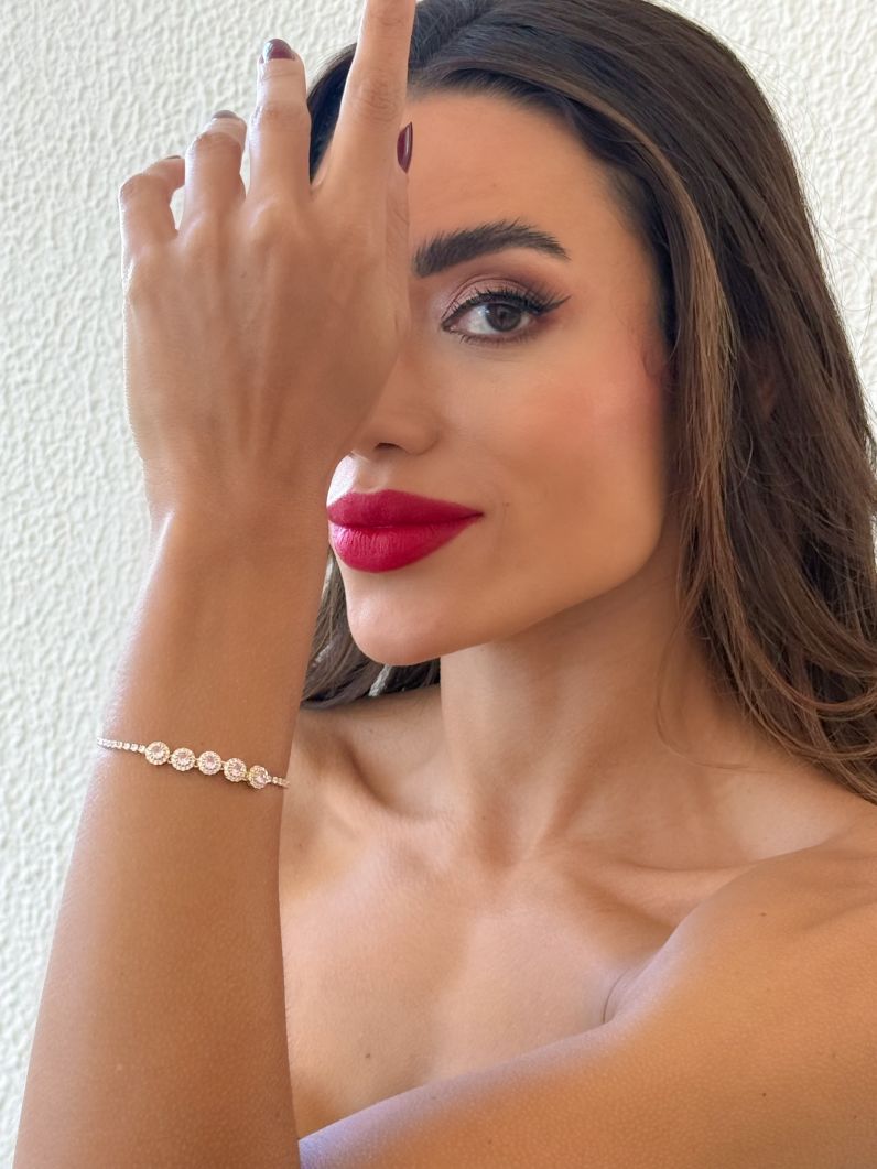 Pulseira Folheada a Ouro 18k e Prata Círculos Cravejados