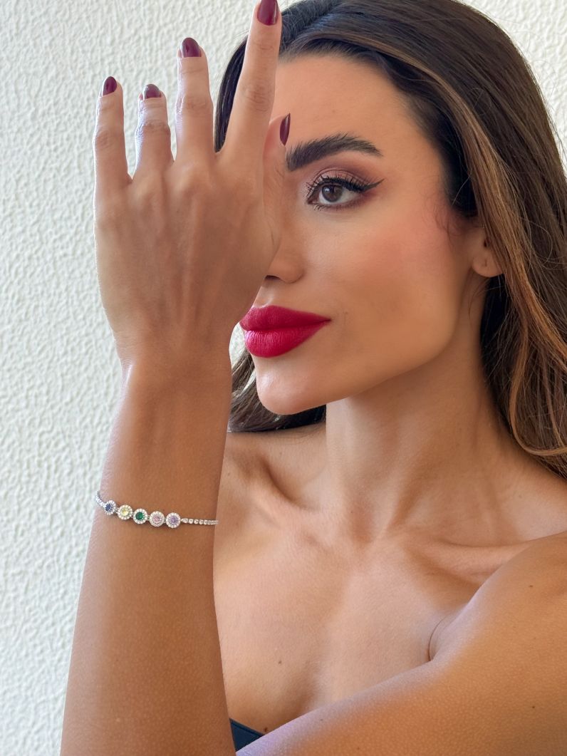 Pulseira Folheada a Ouro 18k e Prata Círculos Cravejados