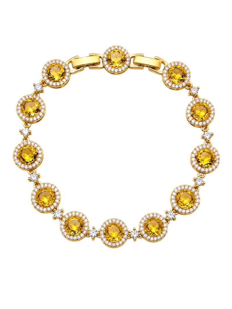Pulseira Folheada a Ouro 18k e Prata Círculos de Cristais Cravejados