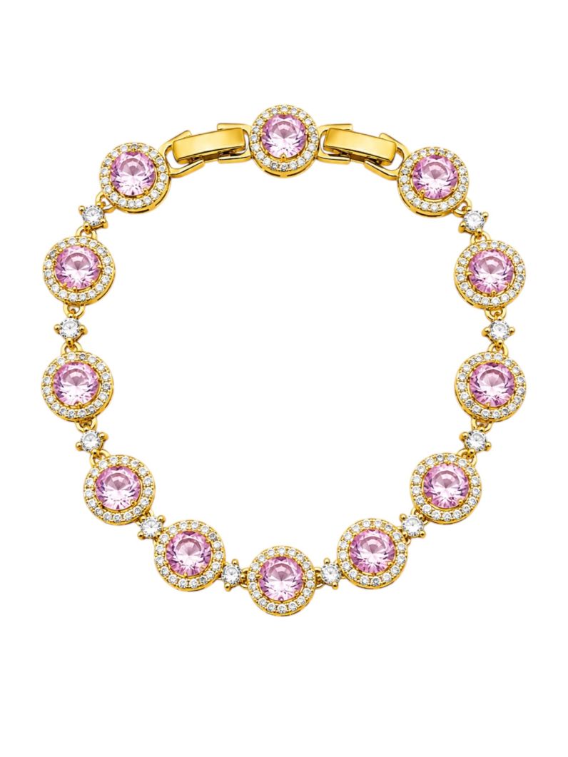 Pulseira Folheada a Ouro 18k e Prata Círculos de Cristais Cravejados