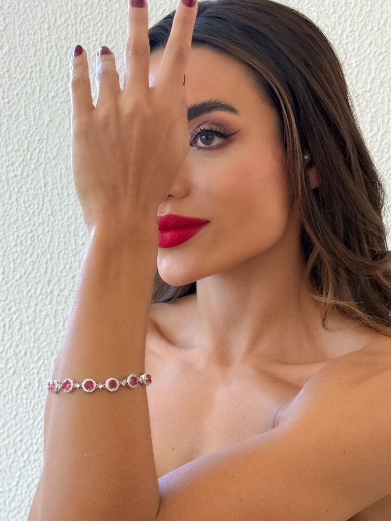 Pulseira Folheada a Ouro 18k e Prata Círculos de Cristais Cravejados