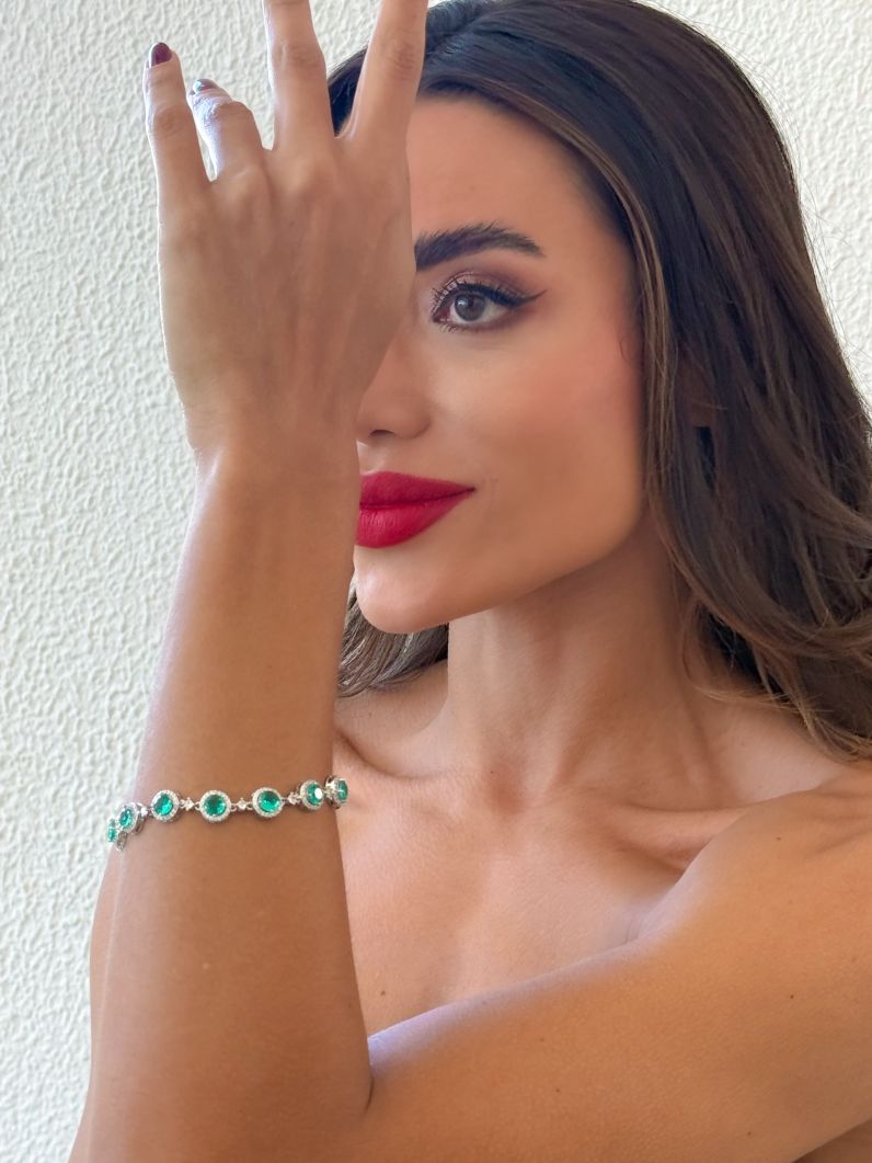 Pulseira Folheada a Ouro 18k e Prata Círculos de Cristais Cravejados