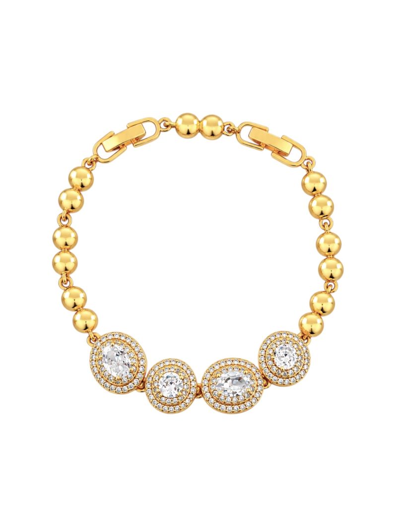 Pulseira Folheada a Ouro 18k e Prata Círculos de Cristal Cravejado