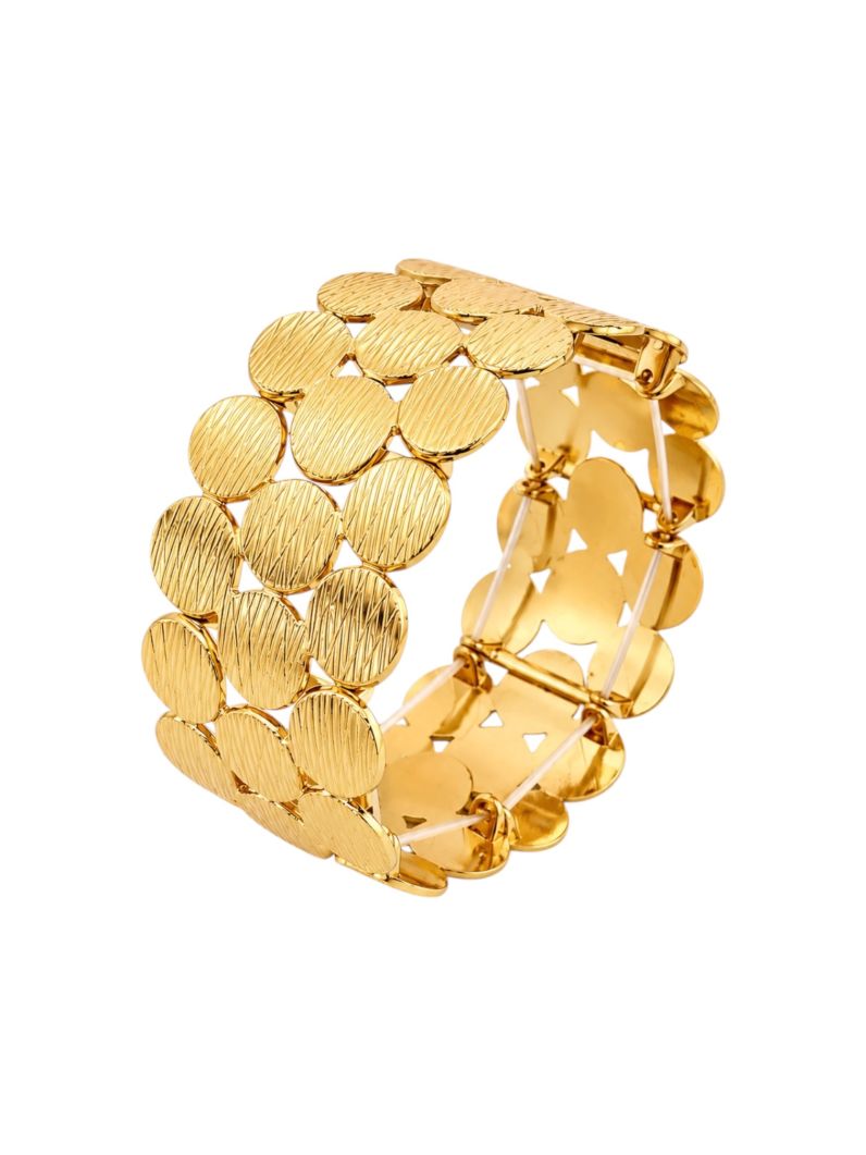 Pulseira Folheada a Ouro 18k e Prata Círculos Texturizados