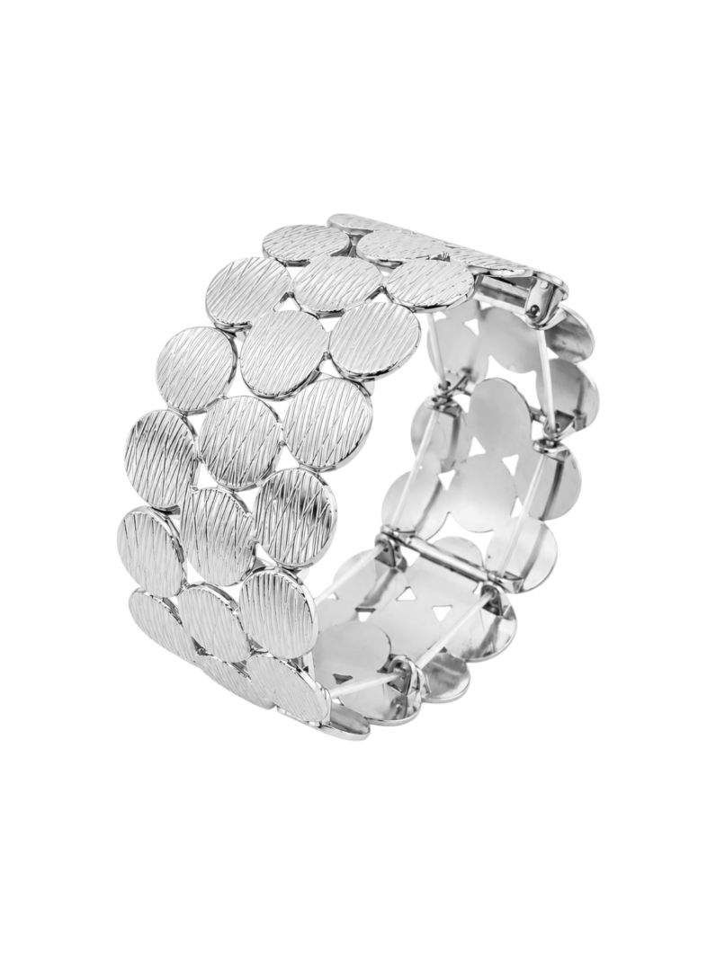 Pulseira Folheada a Ouro 18k e Prata Círculos Texturizados