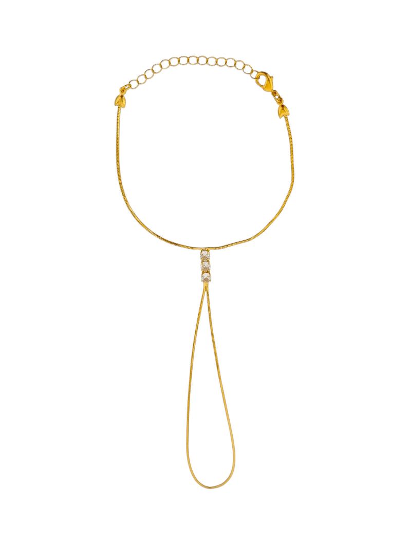 Hand Chain Folheada a Ouro 18k e Prata Com Zircônia