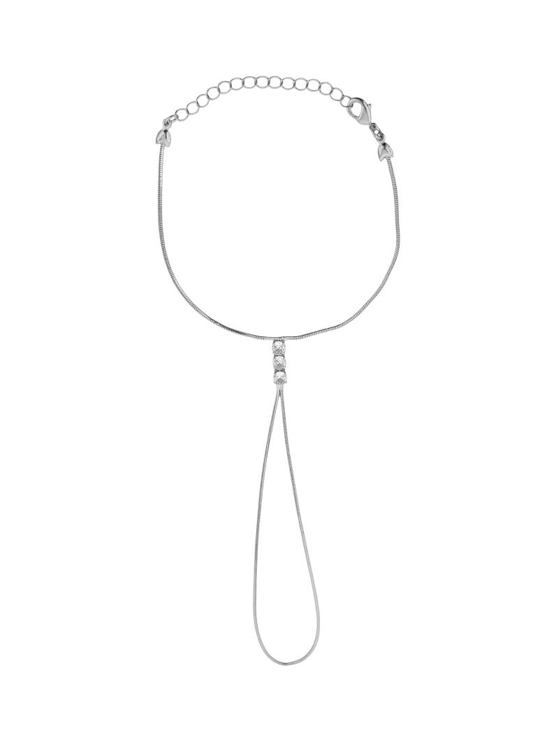 Hand Chain Folheada a Ouro 18k e Prata Com Zircônia