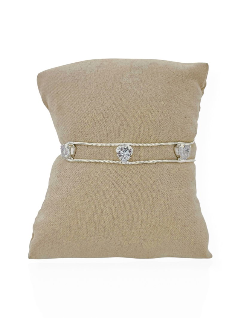 Pulseira Folheada a Ouro 18k e Prata Corações de Cristal