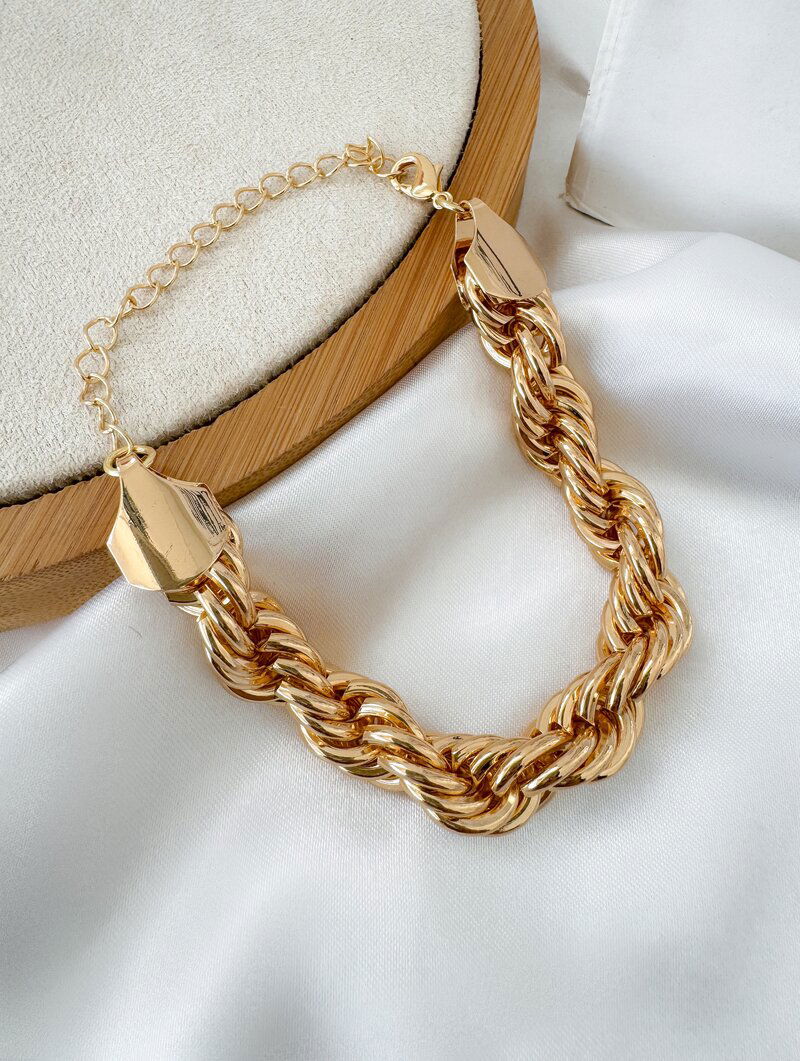 Pulseira Folheada a Ouro 18k e Prata Cordão Baiano Grosso