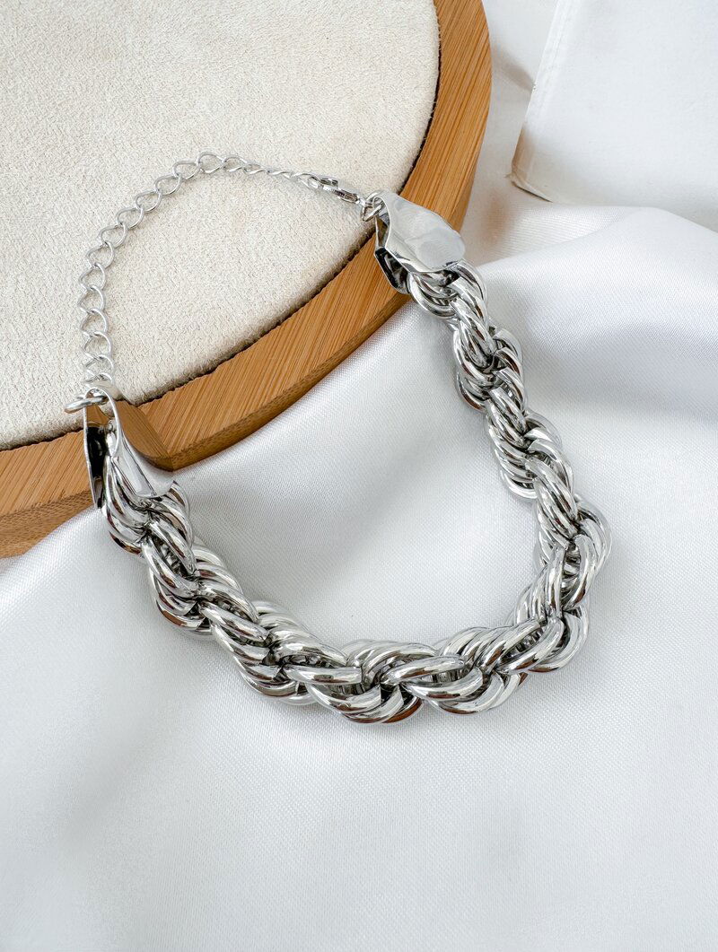 Pulseira Folheada a Ouro 18k e Prata Cordão Baiano Grosso