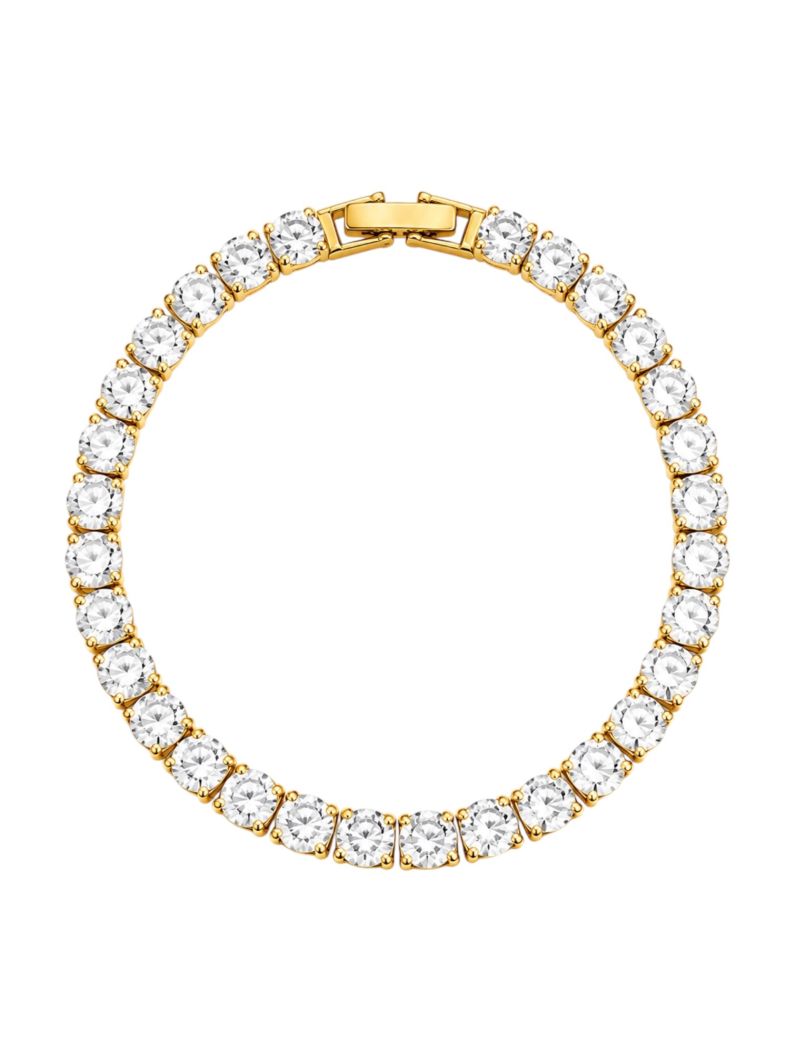 Pulseira Folheada a Ouro 18k e Prata Cristais Lisos