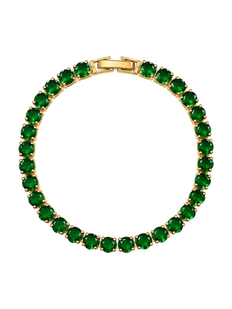 Pulseira Folheada a Ouro 18k e Prata Cristais Lisos