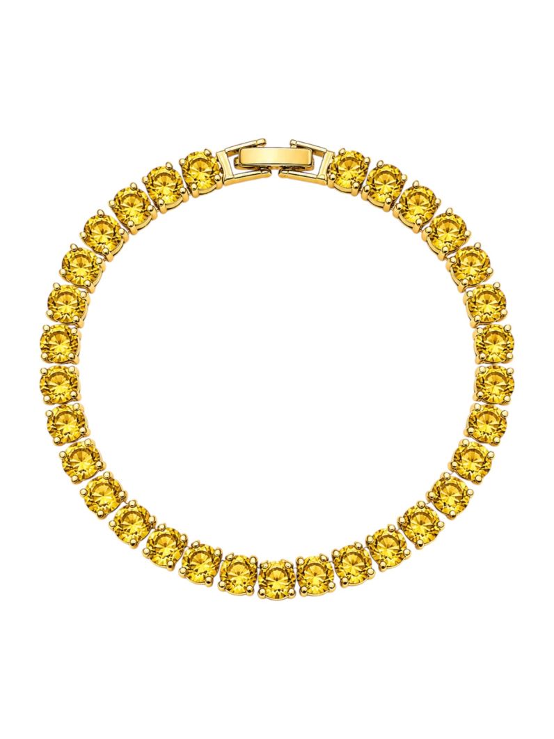 Pulseira Folheada a Ouro 18k e Prata Cristais Lisos
