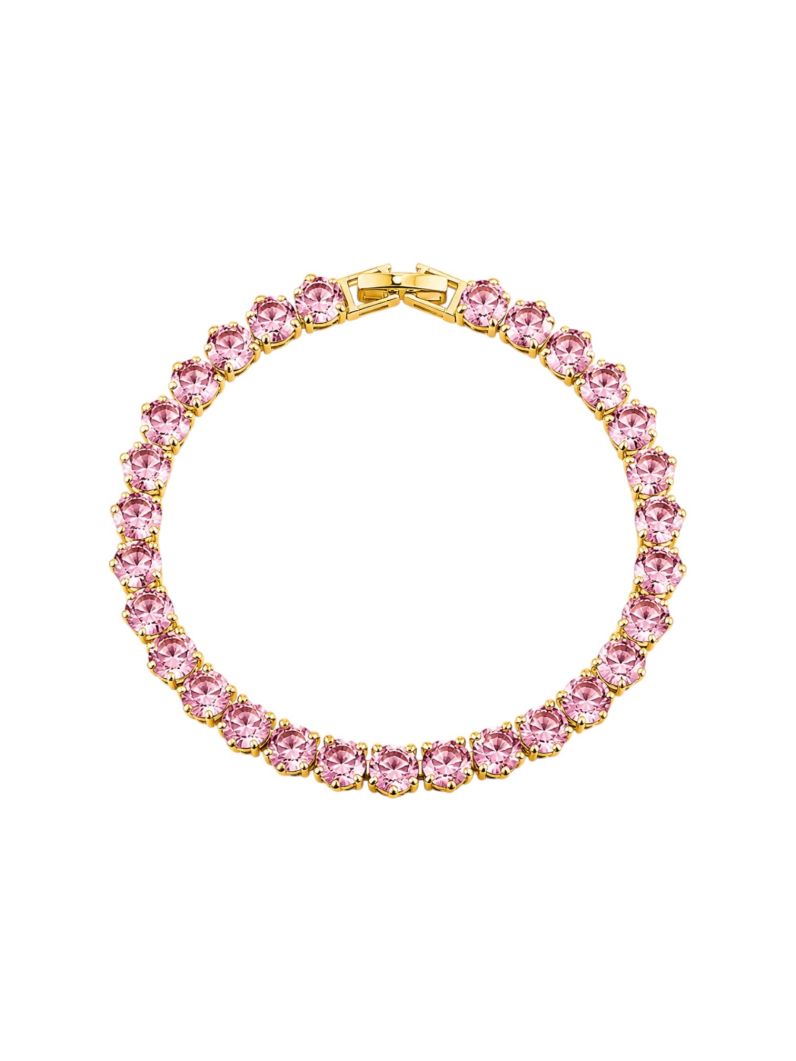 Pulseira Folheada a Ouro 18k e Prata Cristais Lisos