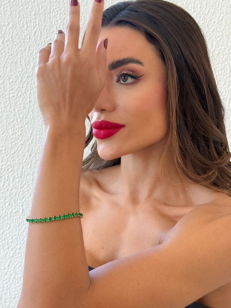Pulseira Folheada a Ouro 18k e Prata Cristais Lisos