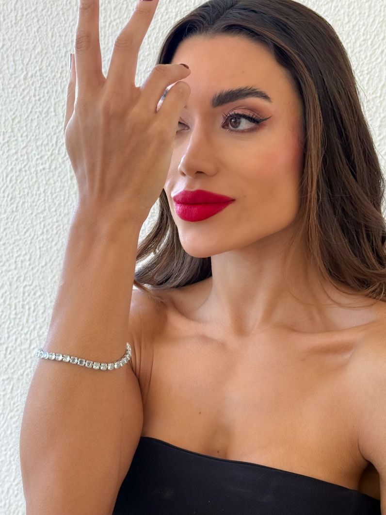 Pulseira Folheada a Ouro 18k e Prata Cristais Lisos