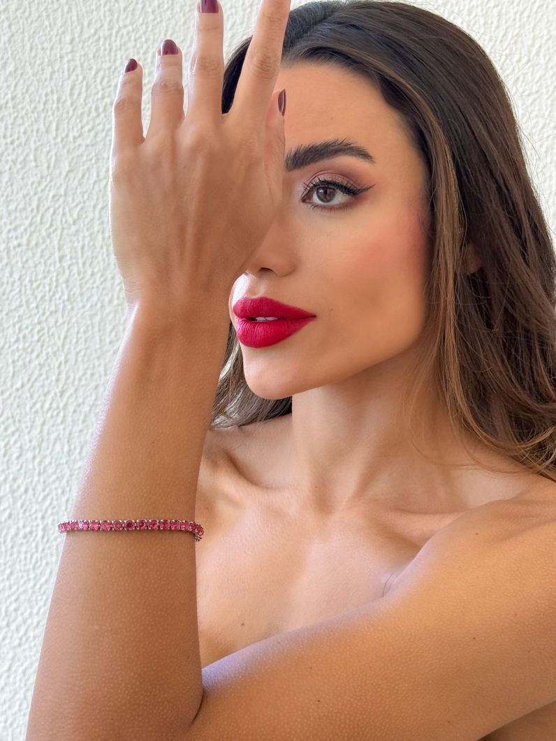 Pulseira Folheada a Ouro 18k e Prata Cristais Lisos