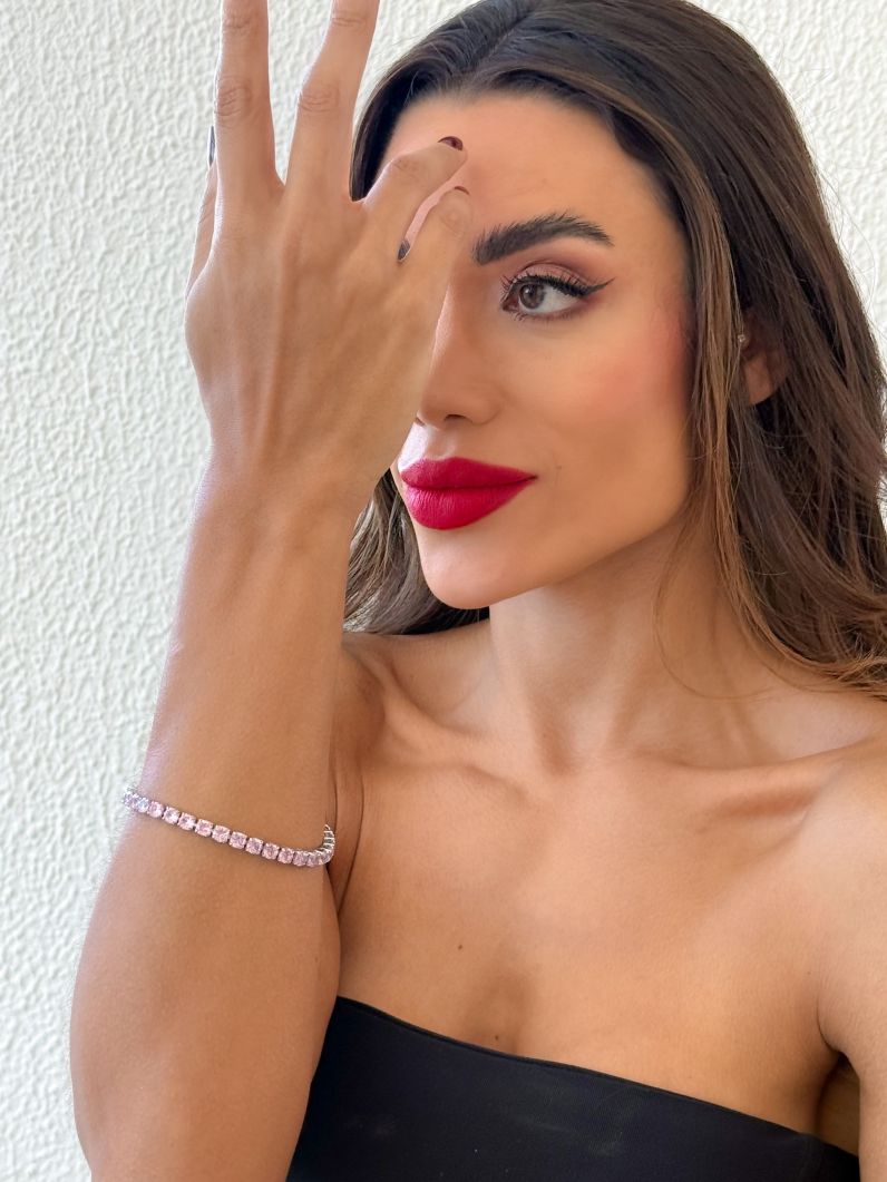 Pulseira Folheada a Ouro 18k e Prata Cristais Lisos
