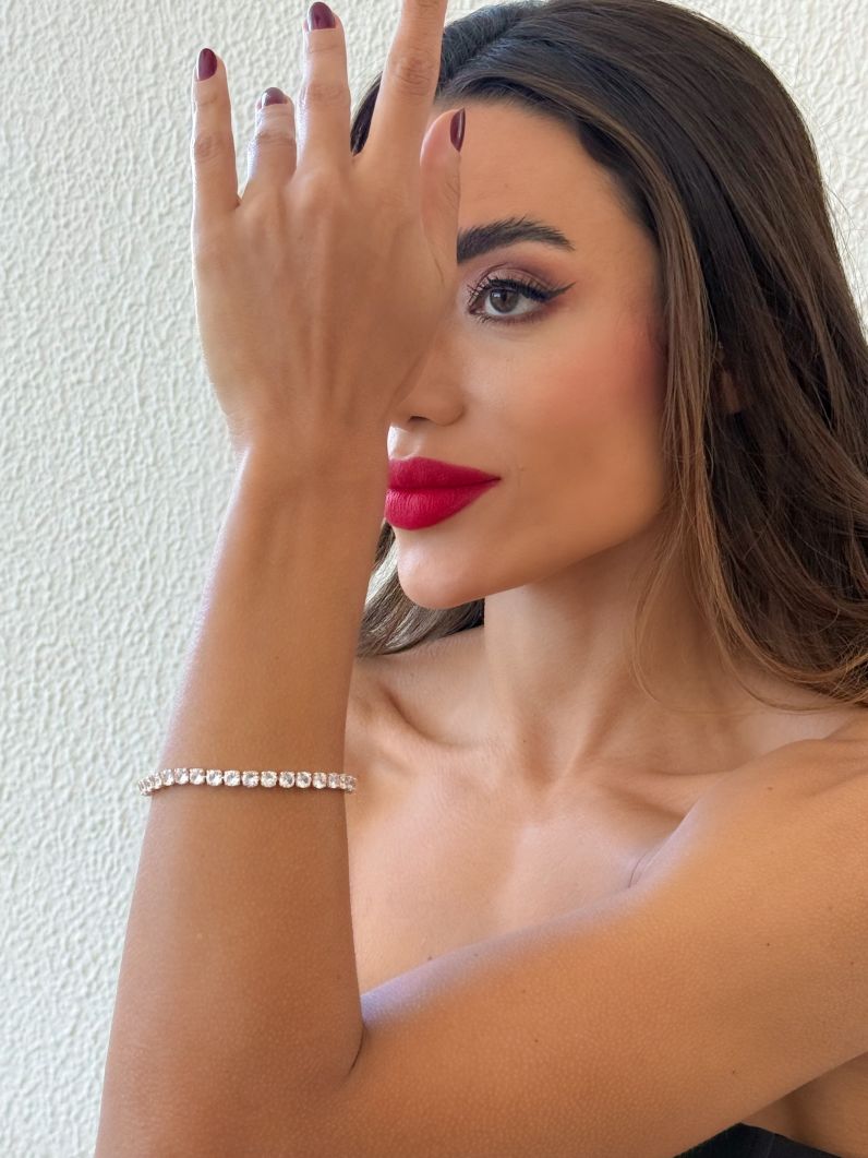 Pulseira Folheada a Ouro 18k e Prata Cristais Lisos