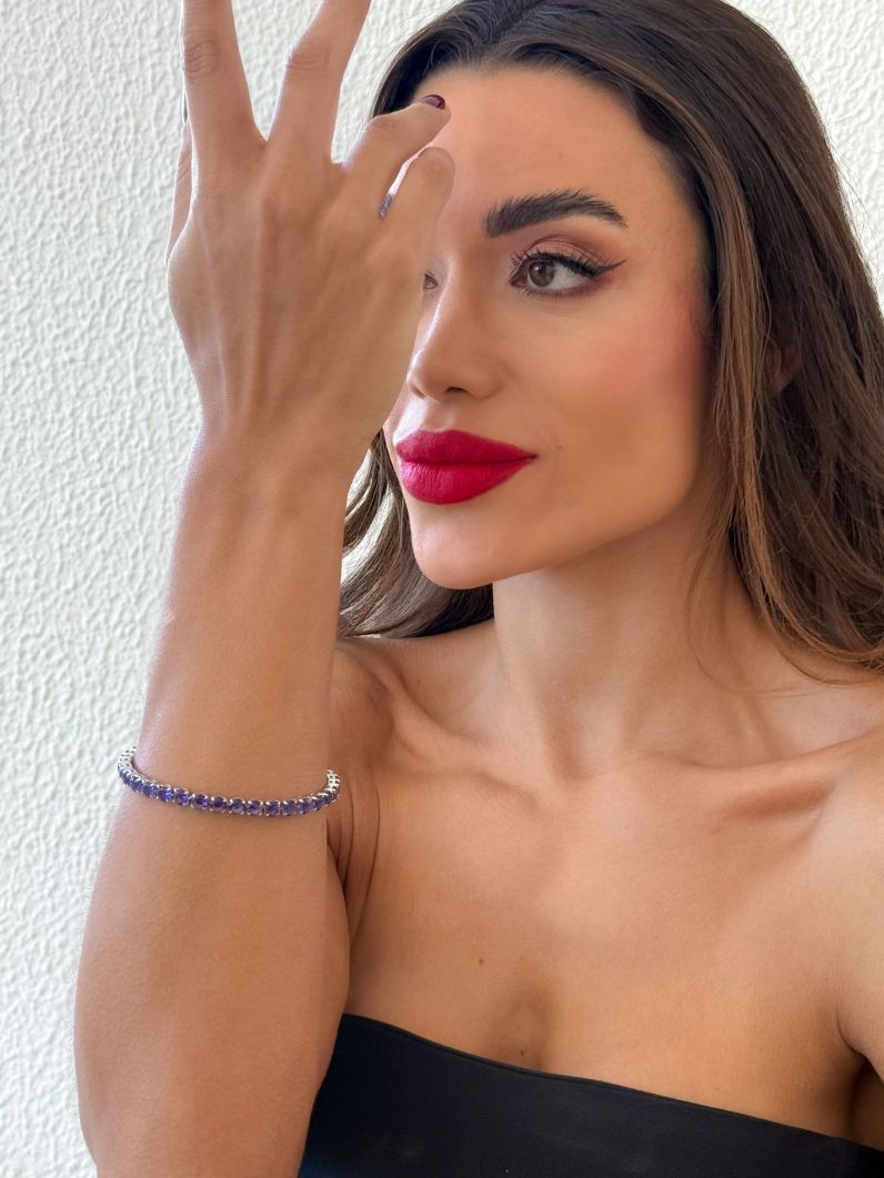 Pulseira Folheada a Ouro 18k e Prata Cristais Lisos