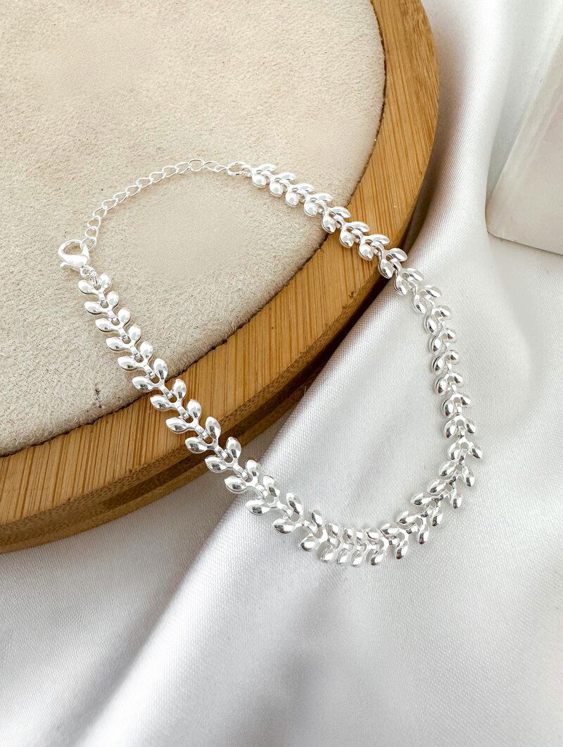 Pulseira Folheada a Ouro 18k e Prata Design Escamas Florais