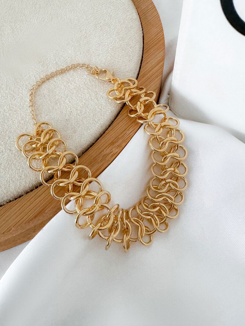 Pulseira Folheada a Ouro 18k e Prata Elos Design Símbolo do Infinito