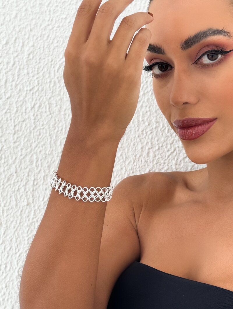 Pulseira Folheada a Ouro 18k e Prata Elos Design Símbolo do Infinito