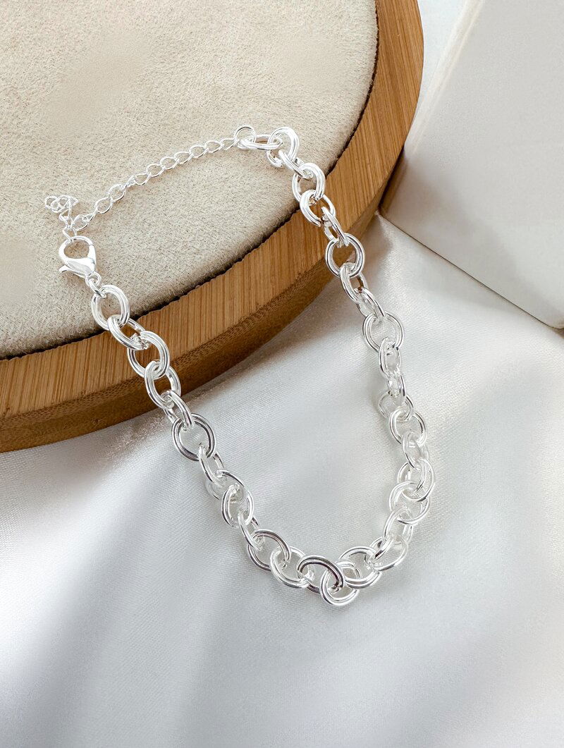 Pulseira Folheada a Ouro 18k e Prata Elos Duplos