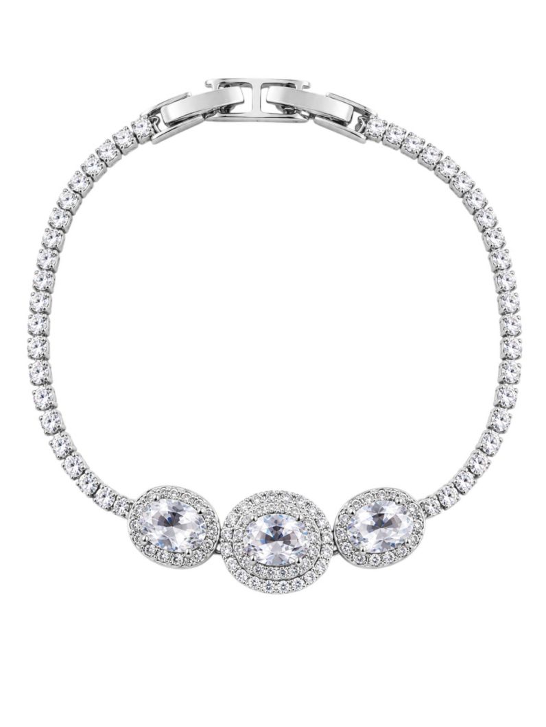 Pulseira Folheada a Ouro 18k e Prata Formas de Cristal Cravejadas