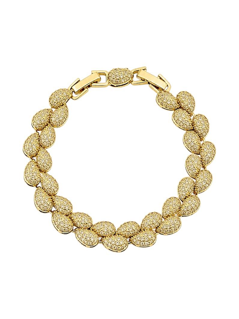 Pulseira Folheada a Ouro 18K e Prata Gotas Cravejadas