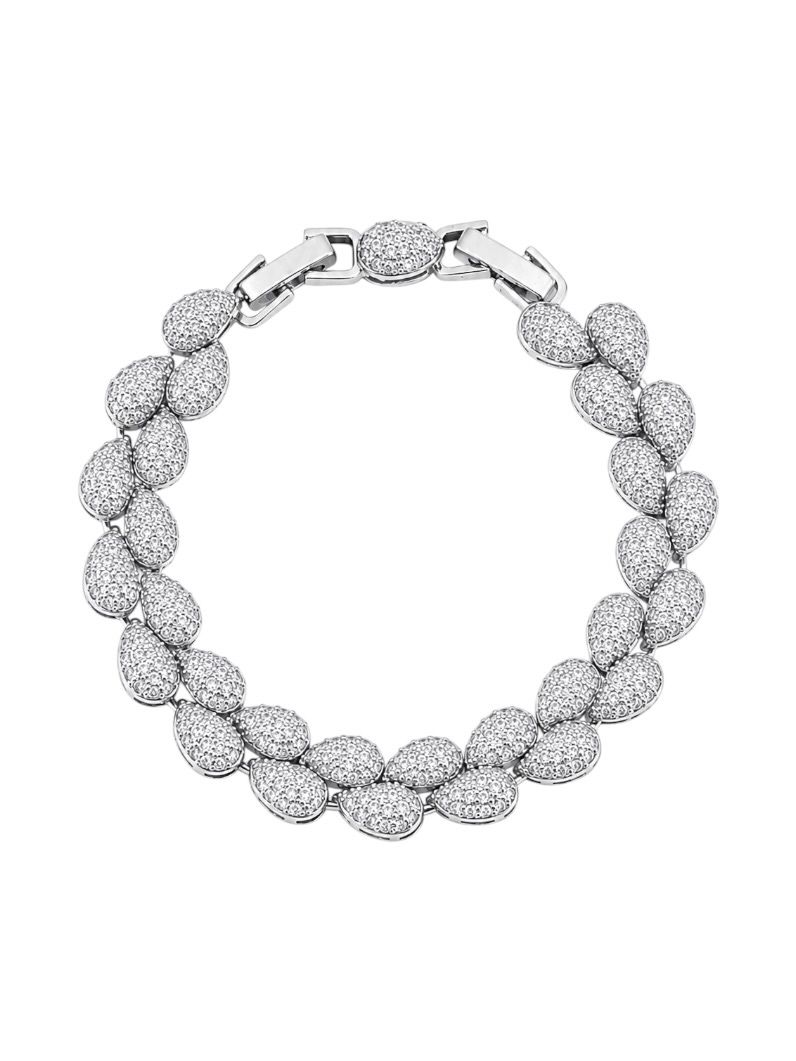 Pulseira Folheada a Ouro 18K e Prata Gotas Cravejadas
