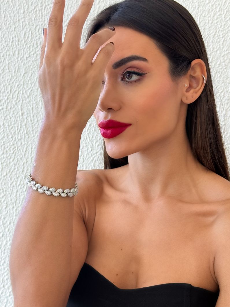 Pulseira Folheada a Ouro 18K e Prata Gotas Cravejadas