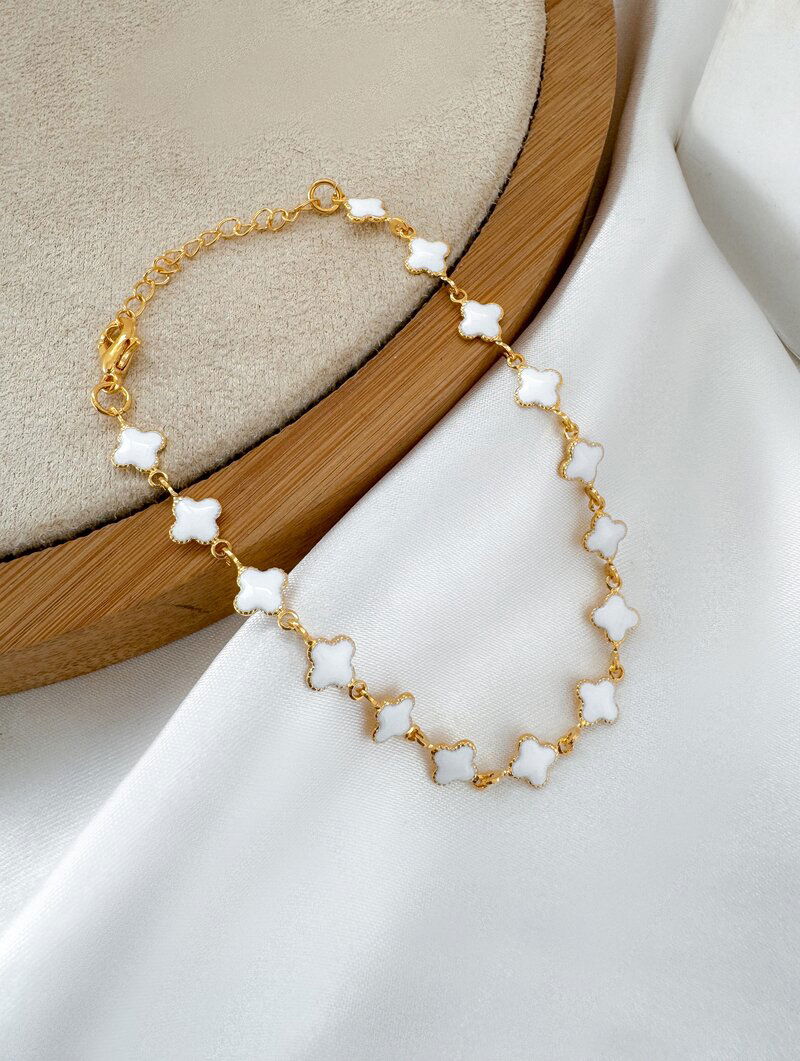 Pulseira Folheada a Ouro 18k e Prata Inspiração Joalheria om Detalhes Resinados