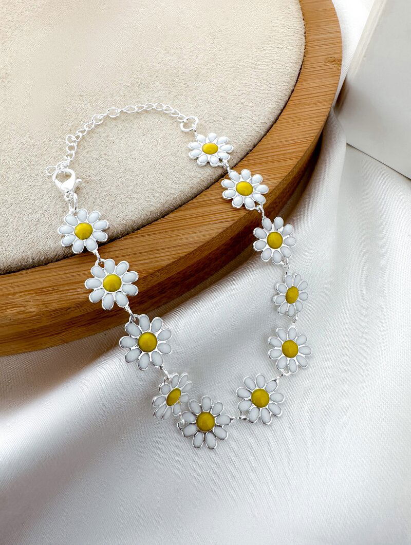 Pulseira Folheada a Ouro 18k e Prata Margaridas