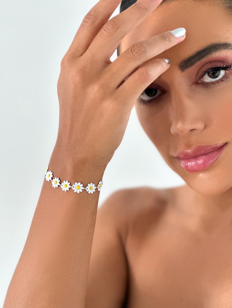 Pulseira Folheada a Ouro 18k e Prata Margaridas