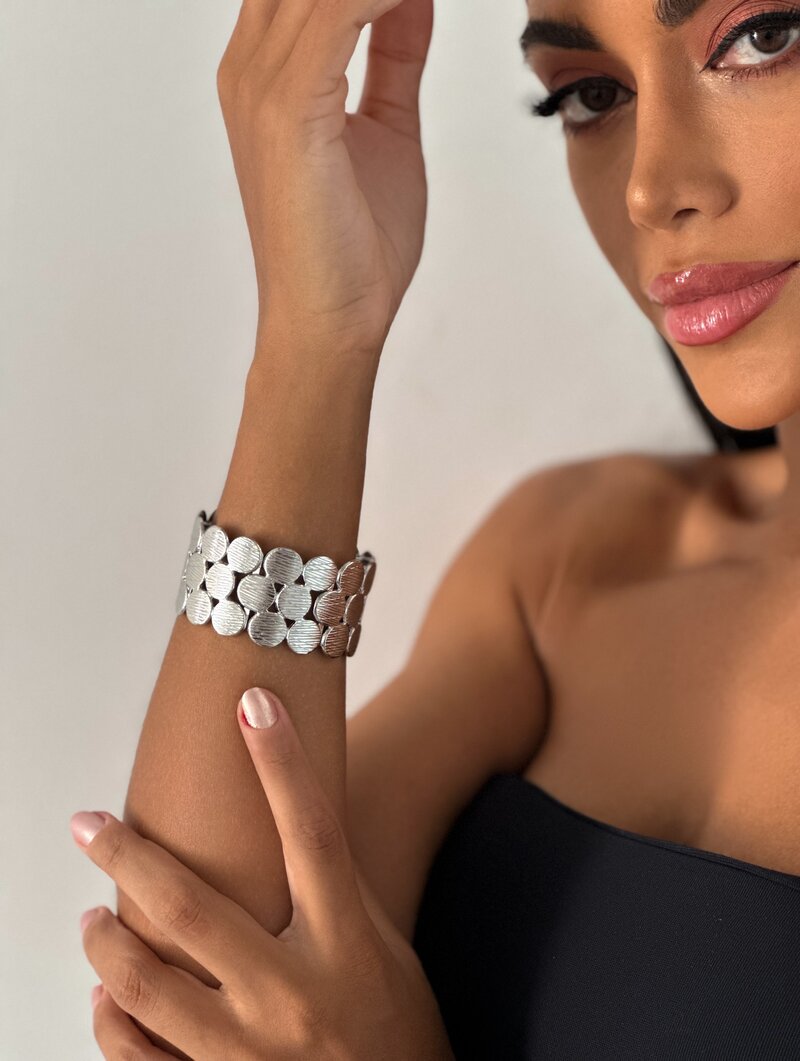 Pulseira Folheada a Ouro 18k e Prata Maxi Bottons Ligados