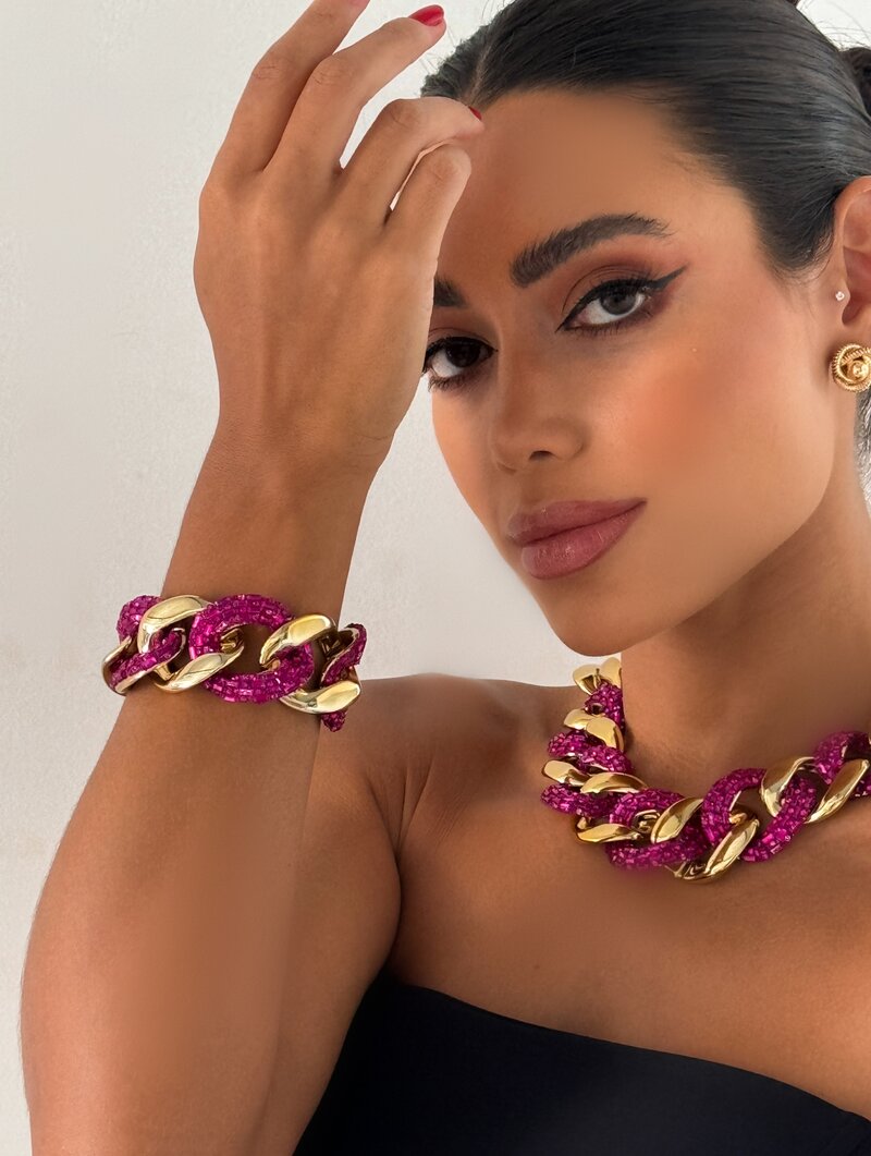 Pulseira Folheada a Ouro 18k e Prata Maxi Corrente