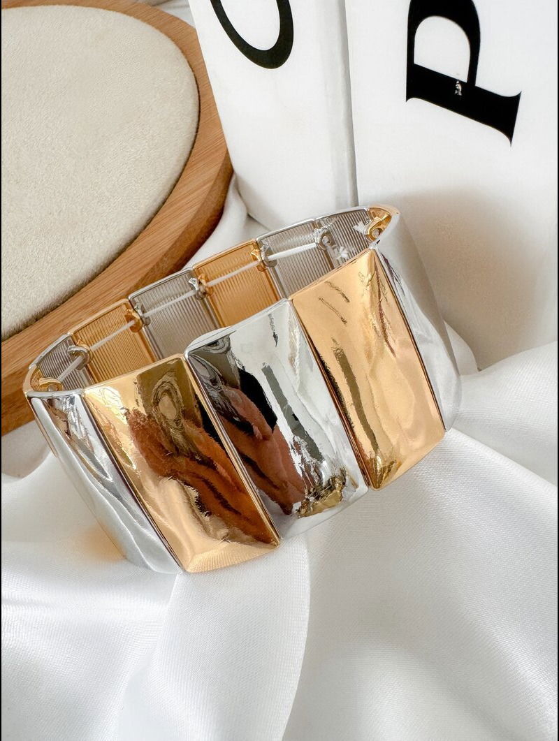 Pulseira Folheada a Ouro 18k e Prata Maxi Lisa
