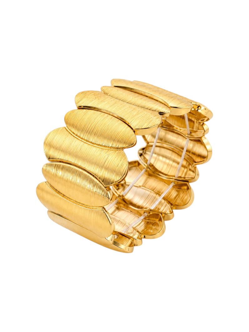 Pulseira Folheada a Ouro 18k e Prata Ovais Texturizados