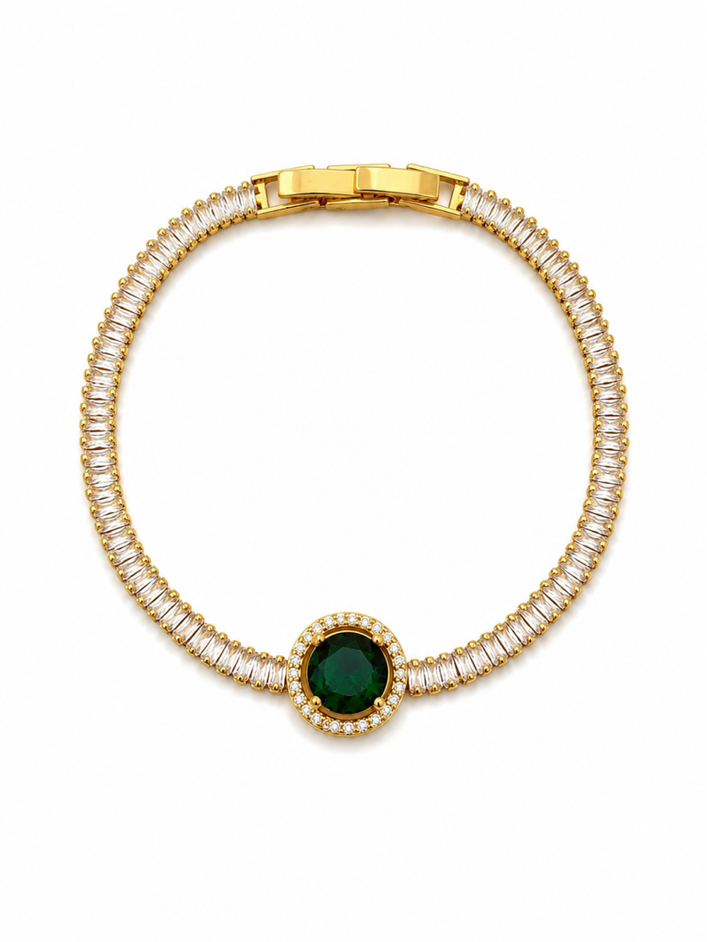 Pulseira Folheada a Ouro 18k e Prata Ponto de Luz Cravejado