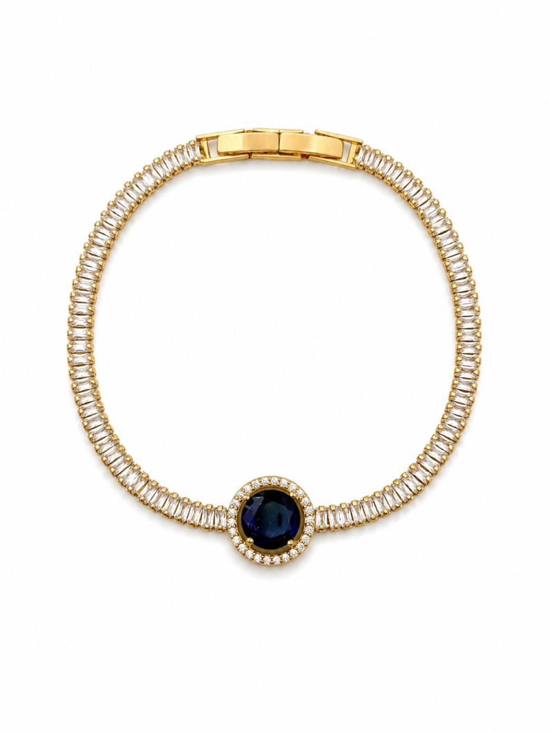Pulseira Folheada a Ouro 18k e Prata Ponto de Luz Cravejado