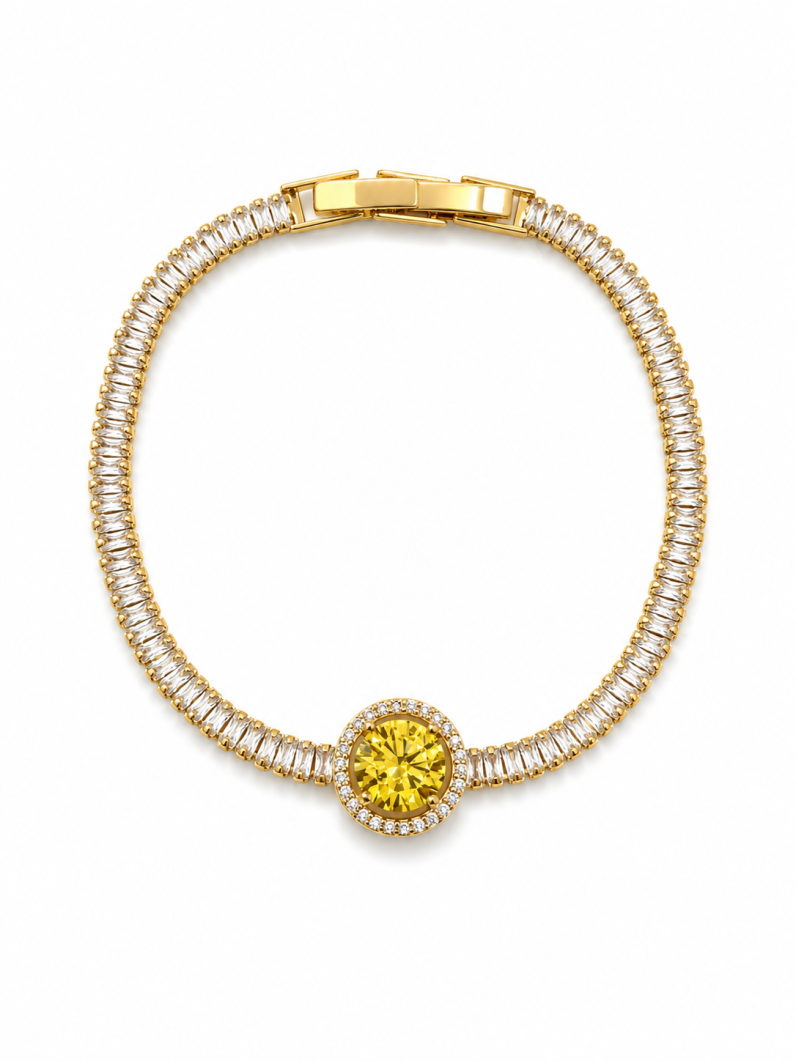 Pulseira Folheada a Ouro 18k e Prata Ponto de Luz Cravejado