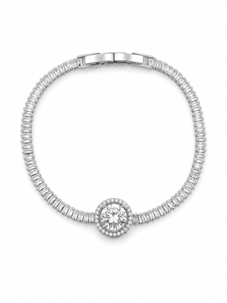Pulseira Folheada a Ouro 18k e Prata Ponto de Luz Cravejado