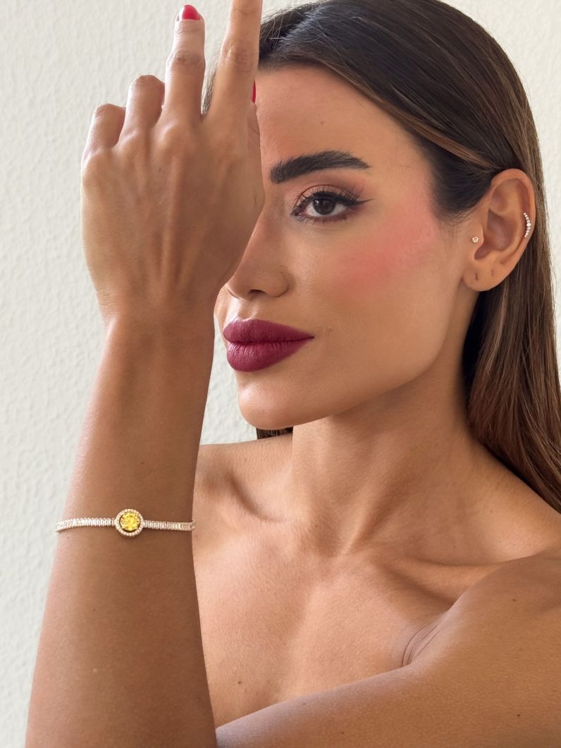 Pulseira Folheada a Ouro 18k e Prata Ponto de Luz Cravejado