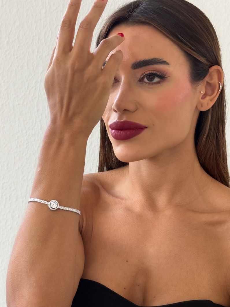 Pulseira Folheada a Ouro 18k e Prata Ponto de Luz Cravejado