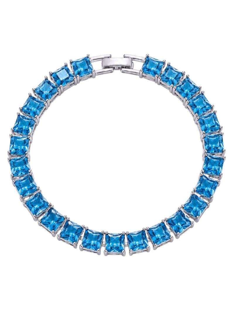 Pulseira Folheada a Ouro 18k e Prata Quadrado Com Zirconia Colorido