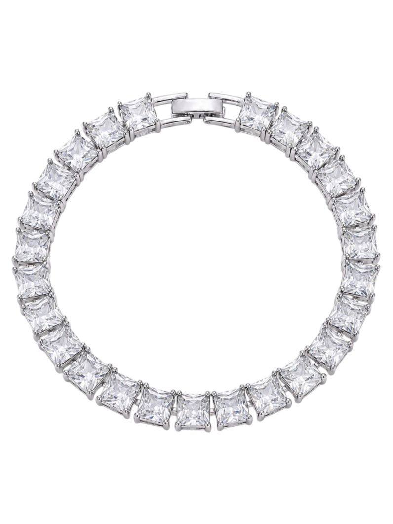 Pulseira Folheada a Ouro 18k e Prata Quadrado Com Zirconia Colorido