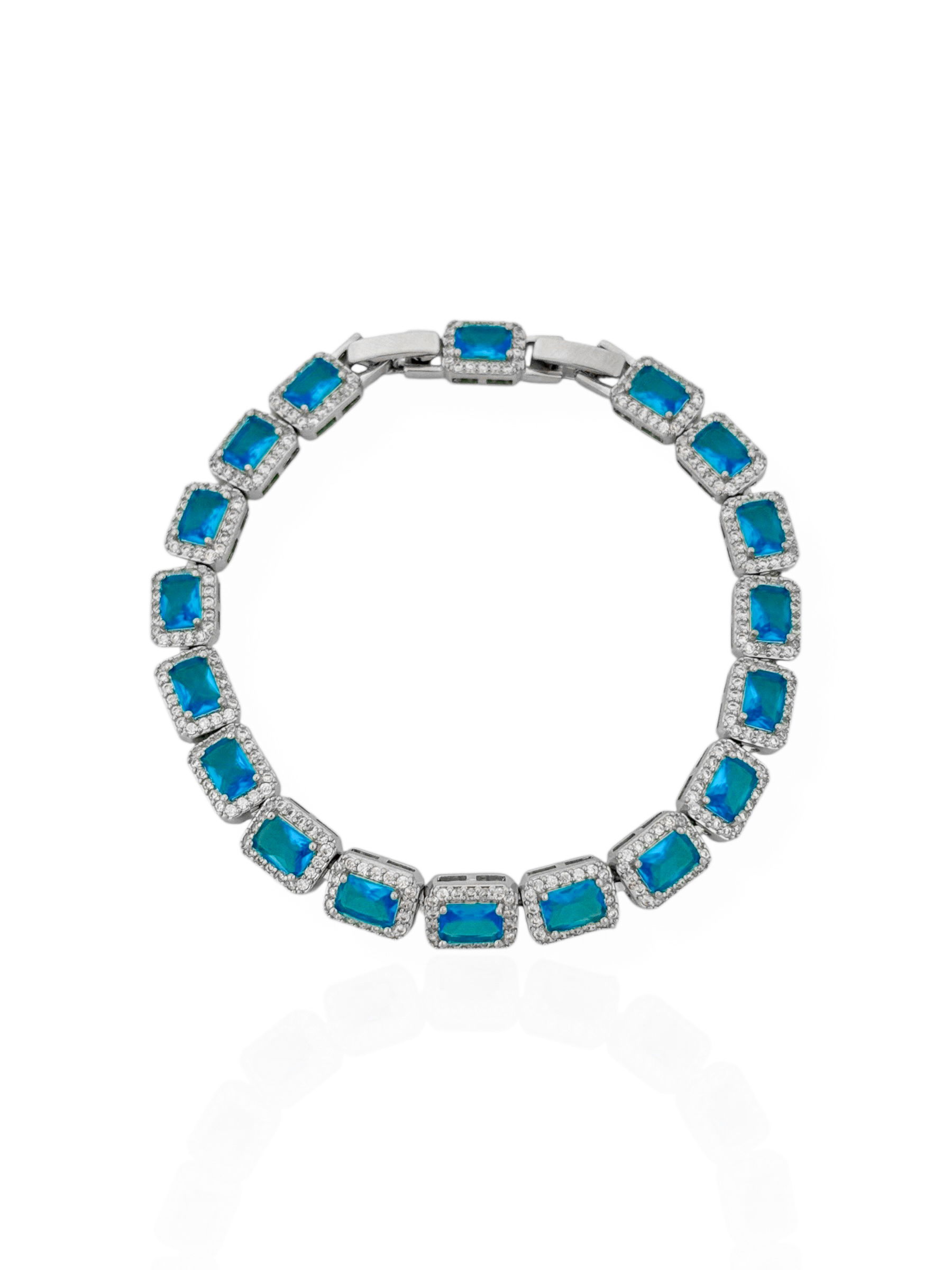 Pulseira Folheada a Ouro 18k e Prata Quadrado de Cristal