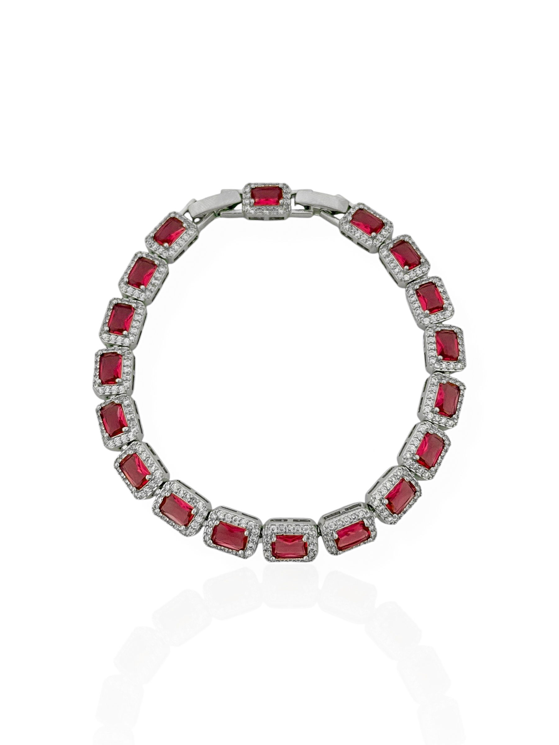 Pulseira Folheada a Ouro 18k e Prata Quadrado de Cristal